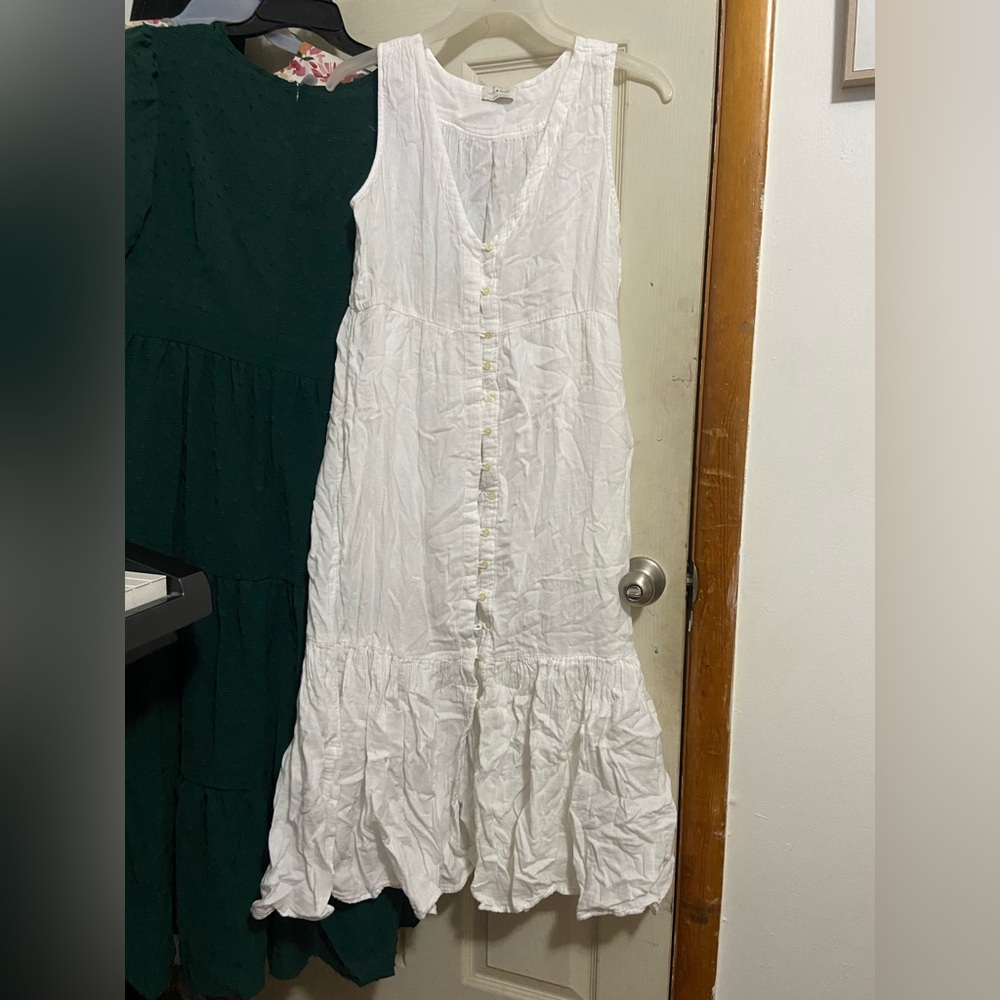 Lucky Brand White Button-Down Maxi Dress